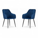 Set 2 scaune bucatarie/living, Artool, Nugat, catifea, metal, bleumarin si negru, 58x54.5x91 cm