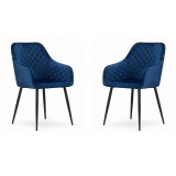 Set 2 scaune bucatarie/living, Artool, Nugat, catifea, metal, bleumarin si negru, 58x54.5x91 cm, Leobert