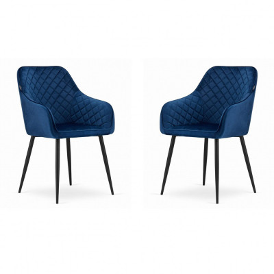 Set 2 scaune bucatarie/living, Artool, Nugat, catifea, metal, bleumarin si negru, 58x54.5x91 cm foto