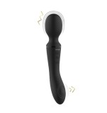 Vibrator Dual Enora, Vibratii si Pulsatii, Silicon, USB Magnetic, Negru, 22 cm
