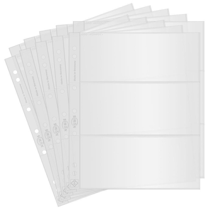 Set folii NUMIS NH03 cu 3 buzunare - pentru bancnote