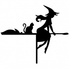 Decoratiune semn Good Witch Halloween KRO-1107, dimensiune 45x40cm, negru