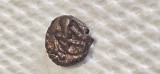 INDIA ANTICA , dinastia NAGA ... 1/4 KAKINI , 0.63 grame ... stare de colectie ... regele GANAPATI , anii 340 ... avers un TAUR stilizat