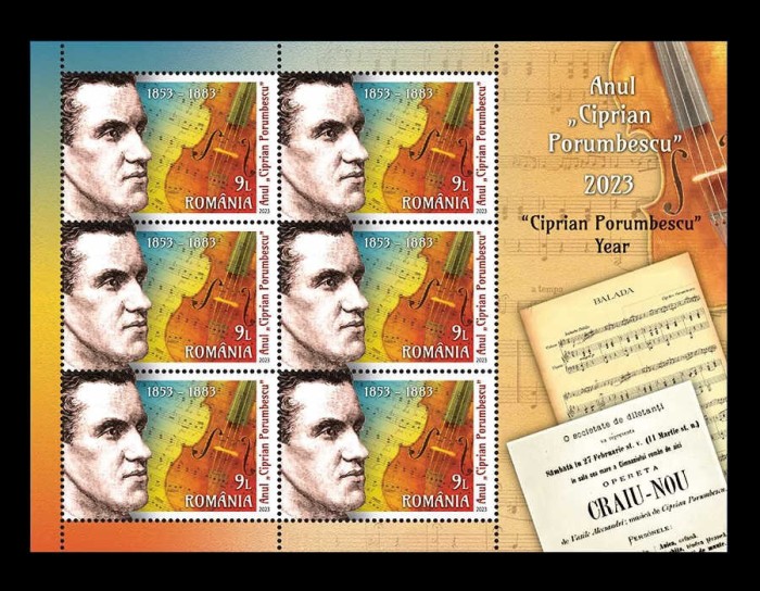 ✅RO 2023 LP 2431 &quot;Anul &bdquo;Ciprian Porumbescu&rdquo;&quot;, minicoala de 6+manseta Tip I ,MNH