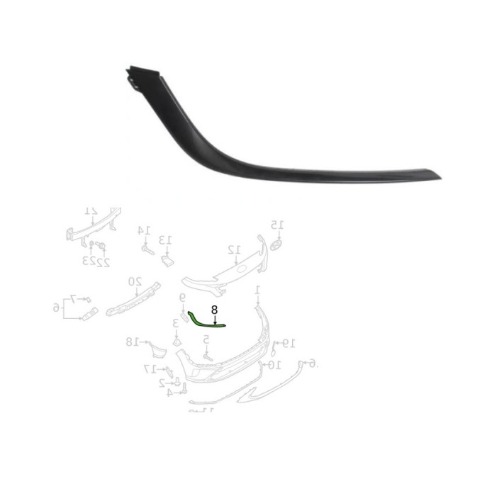 Ornament far HYUNDAI KONA, 08.2020-08.2023, partea dreapta, negru, de vopsit (nu este grunduit),