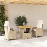 VidaXL Set mobilier de grădină cu perne, 3 piese, bej, poliratan