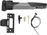 Cumpara ieftin Pompa manuala pentru bicicleta, cu suport pentru prindere pe cadru, multifunctionala, 19 cm, negru gri