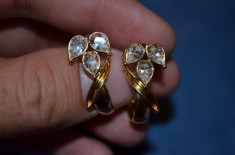 CERCEI AUR 18K - Art Nouveau - Cu Pietre Cubic Zirconia - 5.5g. - Deosebiti ! foto