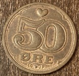 C50 - Moneda foarte veche - Danemarca - 50 ore - 1991