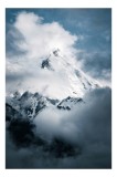 Tablou Canvas cu V&acirc;rf Muntos Acoperit de Zăpadă, 26 x 39 cm, CMCLASS