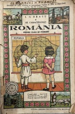 1935 &rdquo;Rom&acirc;nia. Geografie ptr cl III primară&rdquo;, I G Bratu si St. Caracudovici, multiple desene, harti cu Romania Mare, fotografii / Basarabia Bucovina