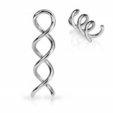 Piercing de urechi din oțel de culoare argintie - contur lucios al spiralei - Diametru piercing: 2 mm