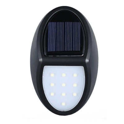 Aplica solara LED pentru perete eMazing, in forma ovala, 10 LED-uri, lumina puternica, IP65, 12 x 7.5 cm, 1.2 V, 300 mAh, autonomie 8-10 ore, alb rece foto