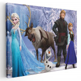 Tablou afis Frozen Elsa Anna Kristoff desene animate 2162 Tablou canvas pe panza CU RAMA 60x90 cm