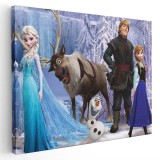 Tablou afis Frozen Elsa Anna Kristoff desene animate 2162 Tablou canvas pe panza CU RAMA 60x80 cm