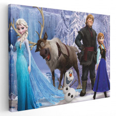 Tablou afis Frozen Elsa Anna Kristoff desene animate 2162 Tablou canvas pe panza CU RAMA 30x40 cm