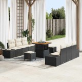 Cumpara ieftin Set de canapele pentru grădină cu pernă 9 pcs Negru Rattan poli