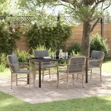 VidaXL Set de masă pentru grădină cu pernă 5 pcs Bej Rattan poli
