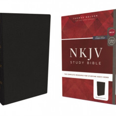 NKJV Study Bible, Premium Bonded Leather, Black, Red Letter Edition, Comfort Print: The Complete Resource for Studying God's Word