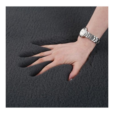 Covor cu blanita Shaggy Heinner, 70 x 140 cm, 2100 g/m2, poliester, spate bumbac, Negru foto
