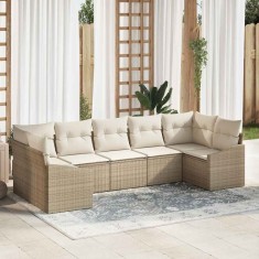 vidaXL Set de canapele pentru grădină 7 pcs Bej Rattan poli 3346871