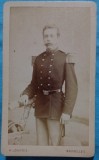 Fotografie tip CDV, Sublocotenet belgian in uniforma de ceremonie, inceput de secol XX