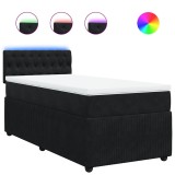 Cumpara ieftin Pat box spring cu saltea, negru, 80x200 cm, catifea