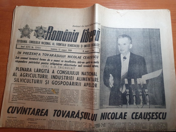 romania libera 12 august 1989-cuvantarea lui ceausescu