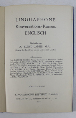 LINGUAPHONE KONVERSATIONS - KURSUS ENGLISH , von A . LLOYD JAMES , 1931 foto