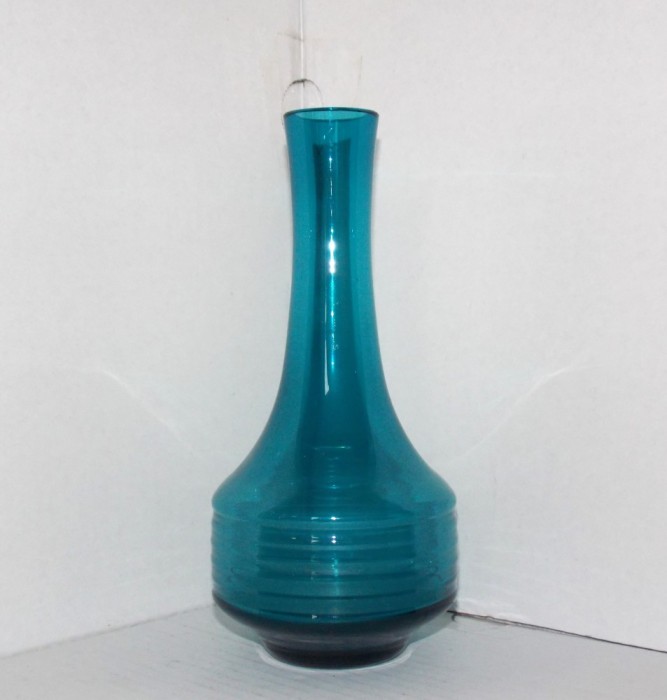 Vază semicristal albastru marin, 1960s - Space Age Style - design Cari Zalloni pentru WMF (W&uuml;rttembergische Metallwarenfabrik) Germany