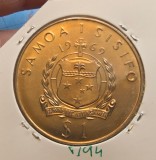 794 Samoa 1 Tala - Tanumafili II Robert Louis Stevenson 1969, KM#8, uriasa