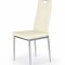 Scaun metalic dining, stil modern, tapitat cu piele artificiala, crem