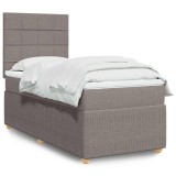 VidaXL Pat box spring cu saltea, gri taupe, 90x200 cm, textil 3291943