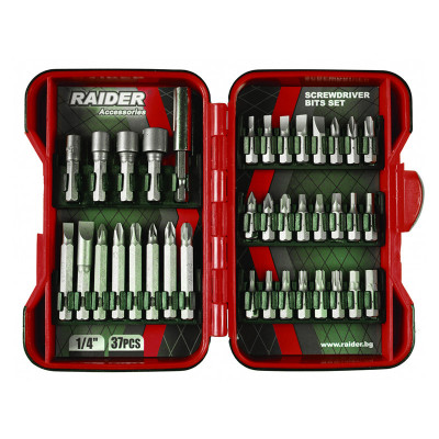 Set biti/adaptoare surubelnita Raider, 1/4 inch, 37 piese foto