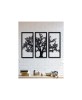 Tablou Copac Lemn Decorativ Modern 44x32cm, 3 Piese, Sufragerie, Dormitor, Camera Copii, Wenghe, Gri, Stejar, Alb