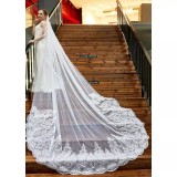 Cumpara ieftin Voal Mireasa Lung cu Flori,300x350cm, Alb - 94364