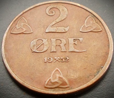 Moneda istorica 2 ORE - NORVEGIA, anul 1952 * cod 2317 - excelenta foto