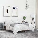 VidaXL Cadru de pat, stejar maro, 135x190 cm, lemn prelucrat și metal
