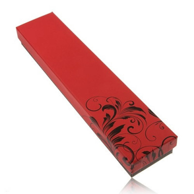 Cutiuță de cadou pentru lanț și ceas de m&amp;acirc;nă, versiune pe roșu cu negru, ornament floral foto