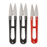 Set 3 foarfeci croitorie compacte, negru + negru + rosu, 10.4 cm, lame otel inoxidabil, taiere precisa fire textile
