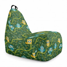 Fotoliu Puf Bean Bag tip Chill XL, Bufnite Verde