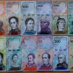Lot set 15 diferite Venezuela 2 - 500 - 100.000 Bolivares 2012 - 2018 UNC **