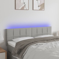 vidaXL Tăblie de pat cu LED, gri deschis, 144x5x78/88 cm, textil 3121610