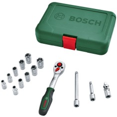 Set de 14 adaptoare pentru chei tubulare de &frac14;&rdquo; Bosch 1600A02BY0, otel aliat, 74 Nm, 5&deg; unghi lucru