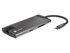 Hub USB 3.0 NATEC cu 8 porturi și cititor carduri SD/microSD, gri