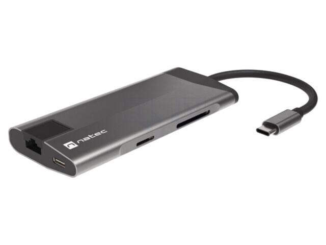 Hub USB 3.0 NATEC cu 8 porturi și cititor carduri SD/microSD, gri