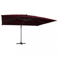vidaXL Umbrelă &icirc;n consolă de grădină cu LED-uri, roșu bordo 400x300 cm