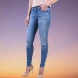 Blugi Dama Light Blue Denim Bumbac Elastan
