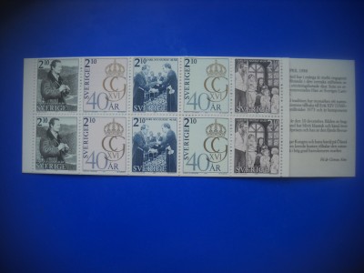HOPCT TIMBRE SUEDIA MNH 975 REGELE CARL GUSTAV-CARNET-10 VALORI 1986-NESTAMPILAT foto