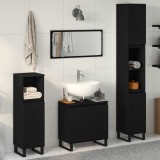 VidaXL Set de Mobilier pentru Baie 3 Piese Stejar Negru din Lemn Ingineresc